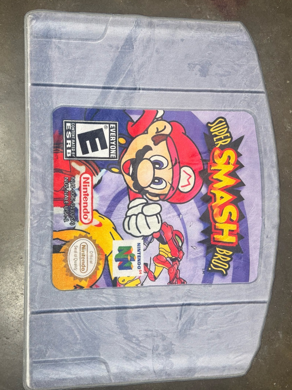 Large Super Mario 64 N64 Game Cartridge Huge Rug Retro Gaming Room Area Mat